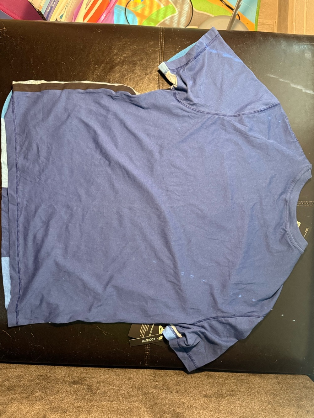 Nike Men’s Light Blue and Navy Checkered Short Sleeve Tee - Picture 6 of 7